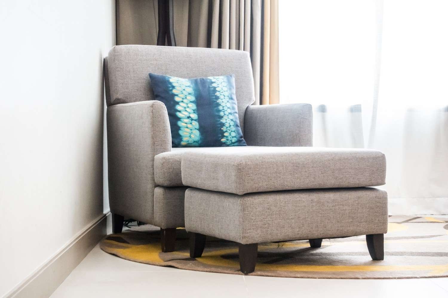 Nordic Grey Armchair with Matching Ottoman