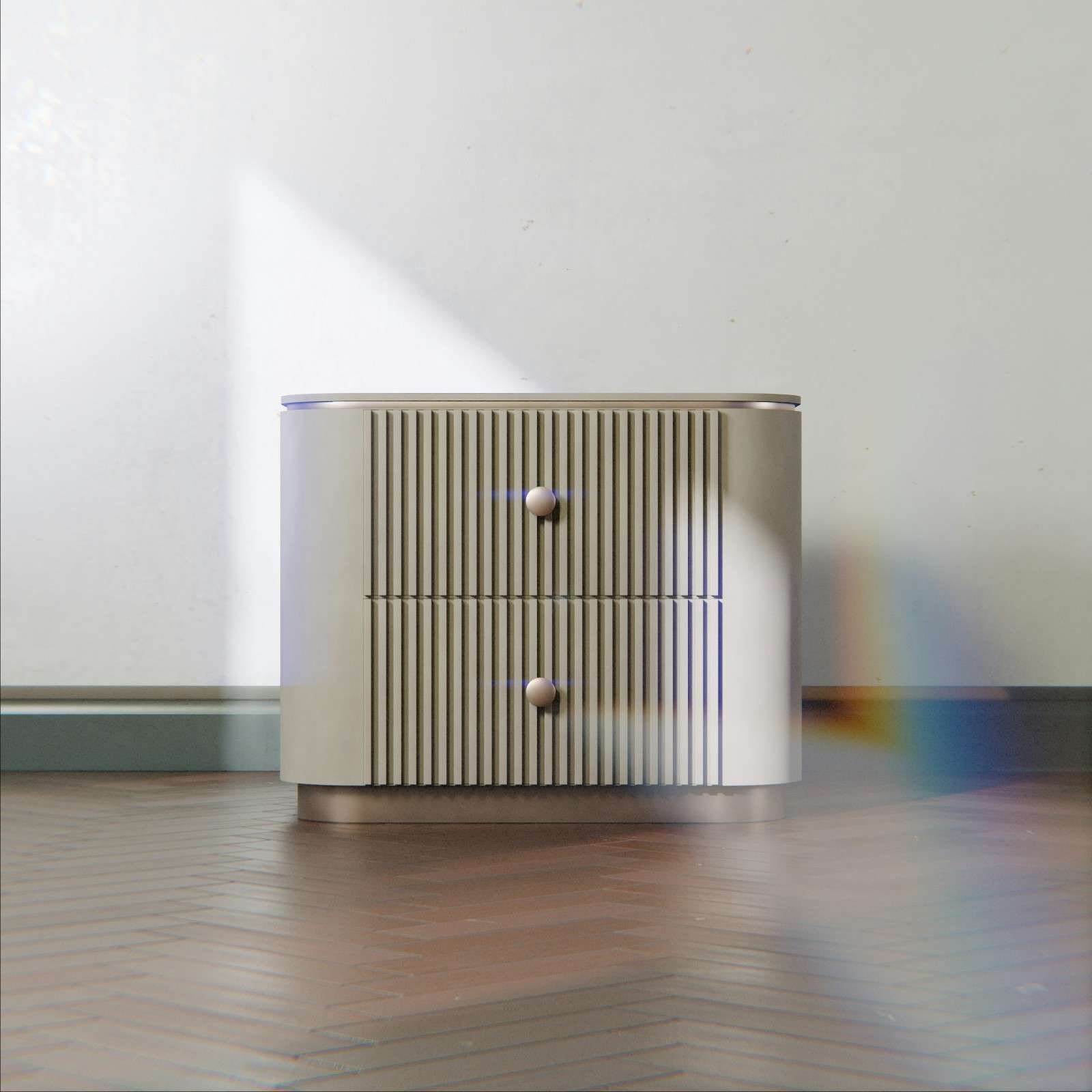 Fluted Luxe Dual-Drawer Bedside Chest