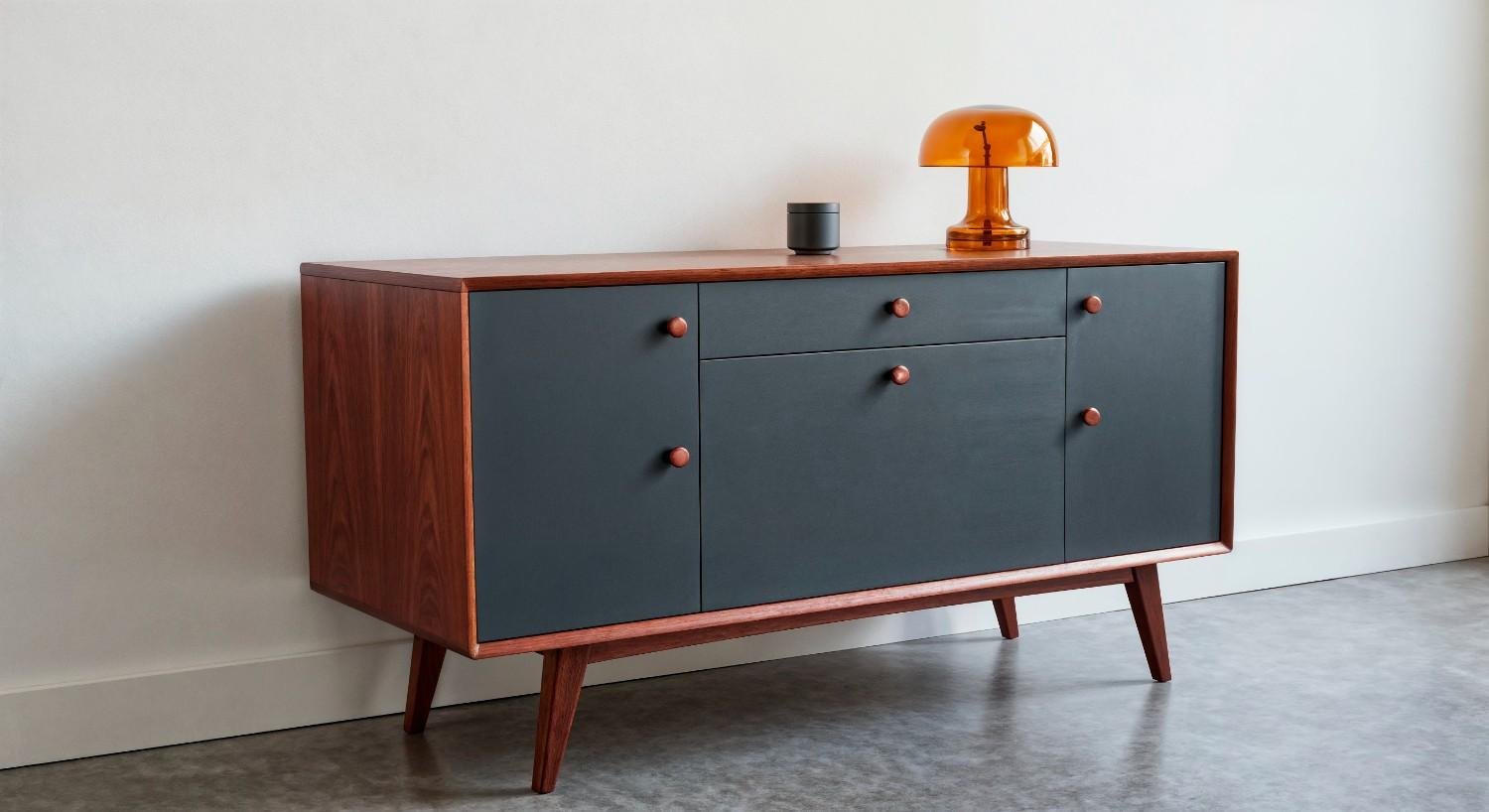 Nordic Charcoal Mid-Century Modern Sideboard Dresser