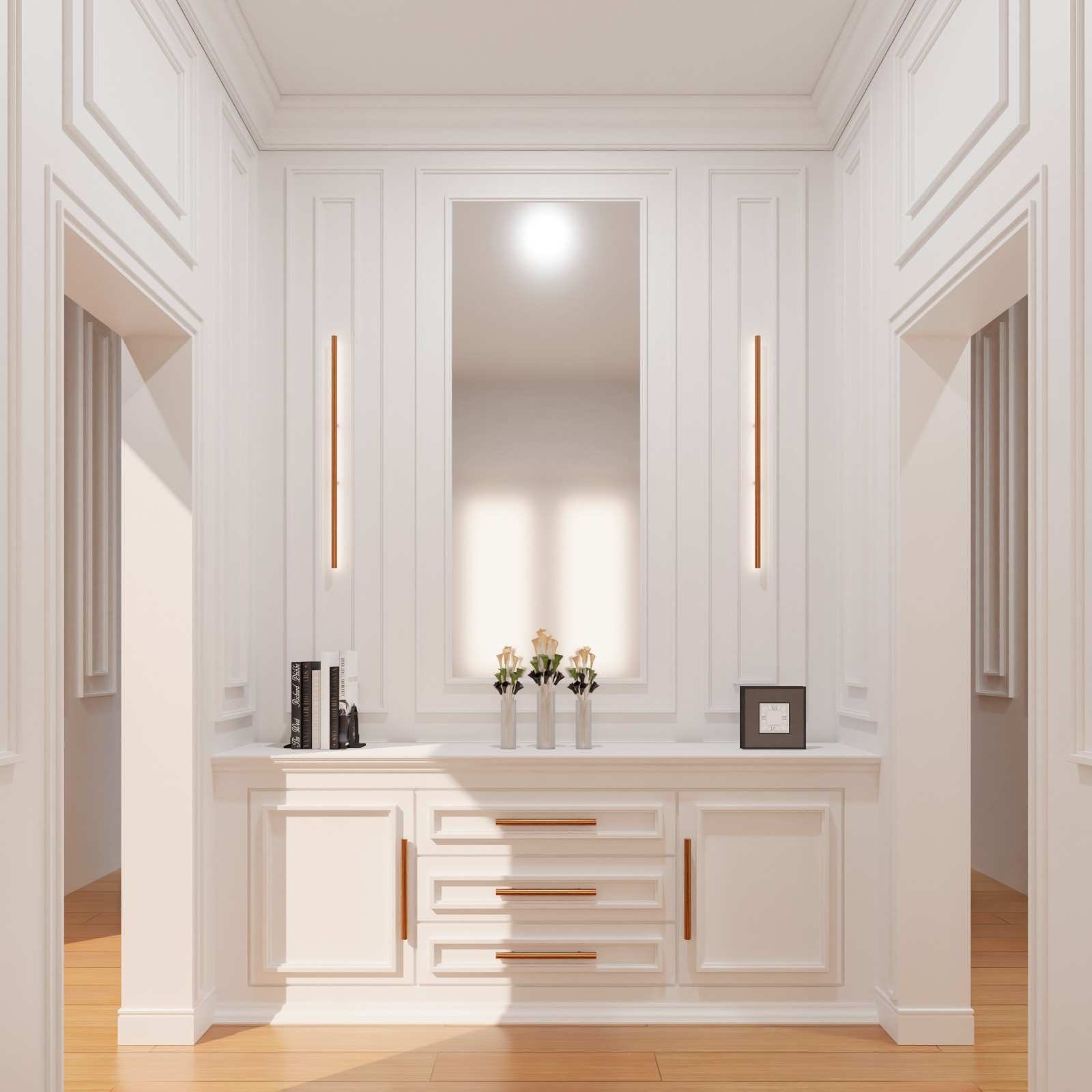 Luxe Alabaster Integrated Dresser with Rose Gold Accents