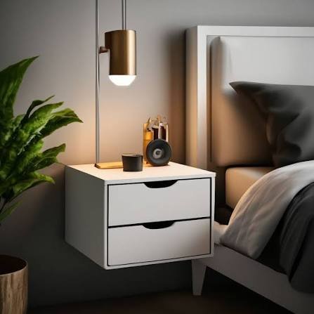 Floating White 2-Drawer Nightstand