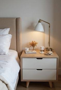 Nordic Oak & White 2-Drawer Nightstand