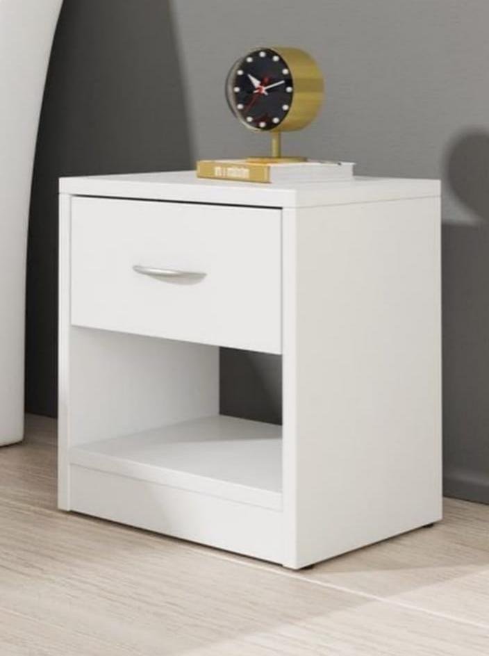 Classic White 1-Drawer Nightstand with Open Shelf
