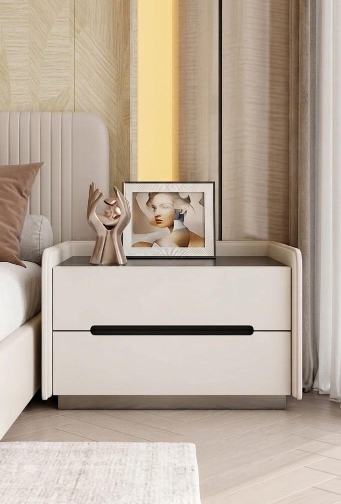 Luxury Upholstered 2-Drawer Nightstand