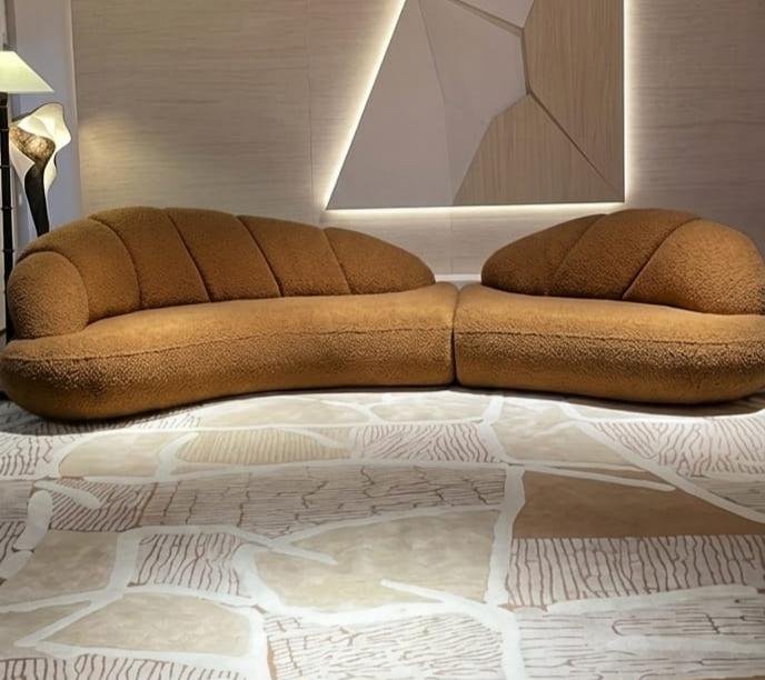 Curved 5-Seater Boucle Sofa