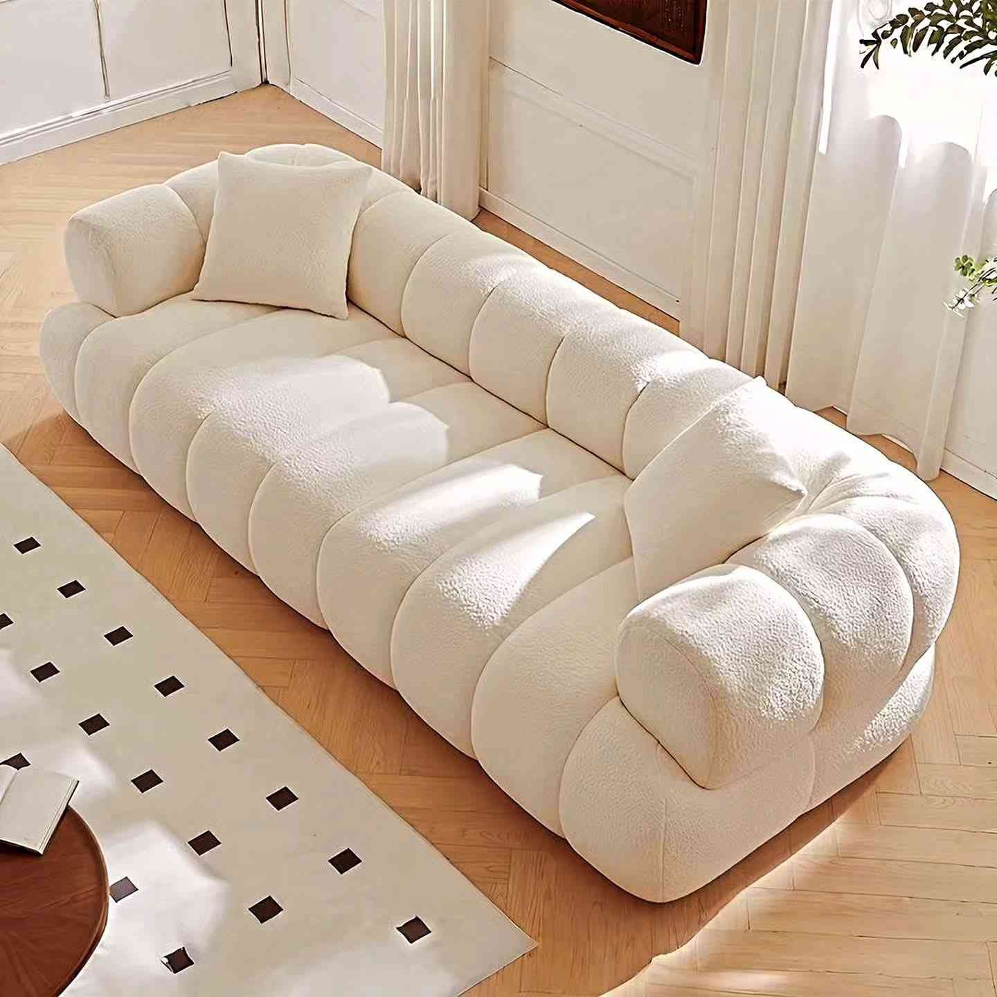 White Boucle Statement Sofa